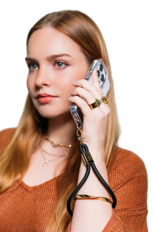 KLIPSTA - LOOP PHONE WRIST STRAP | GOLD + BLACK