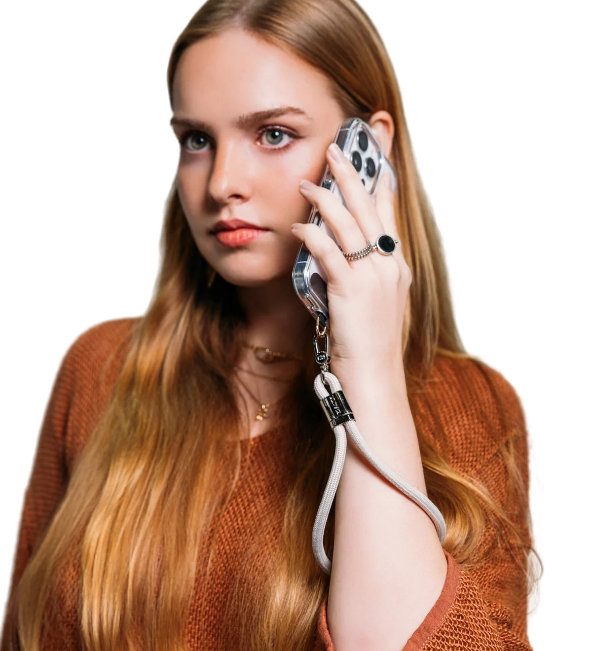 KLIPSTA - LOOP PHONE WRIST STRAP | GOLD + STONE