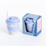 CHINO CLUB - BAMBOO BABY CHINO CUP | 4 OZ | BLUE FLORAL (INCL. STRAW)