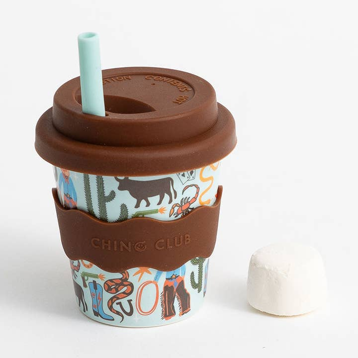 CHINO CLUB - BAMBOO BABY CHINO CUP | 4 OZ | COWBOY (INCL. STRAW)