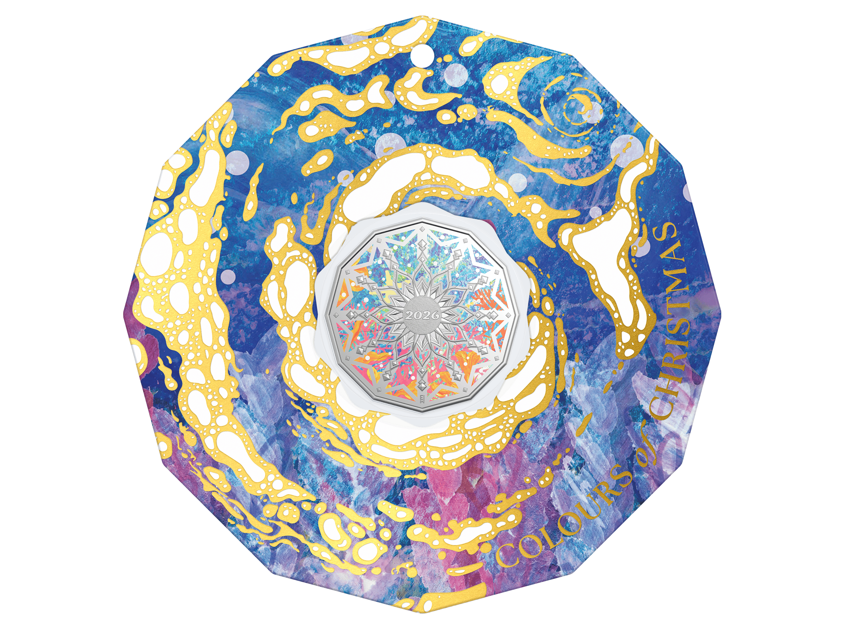 Royal Australian Mint 2026 50c Coloured Uncirculated Coin in Card, Colours of Christmas