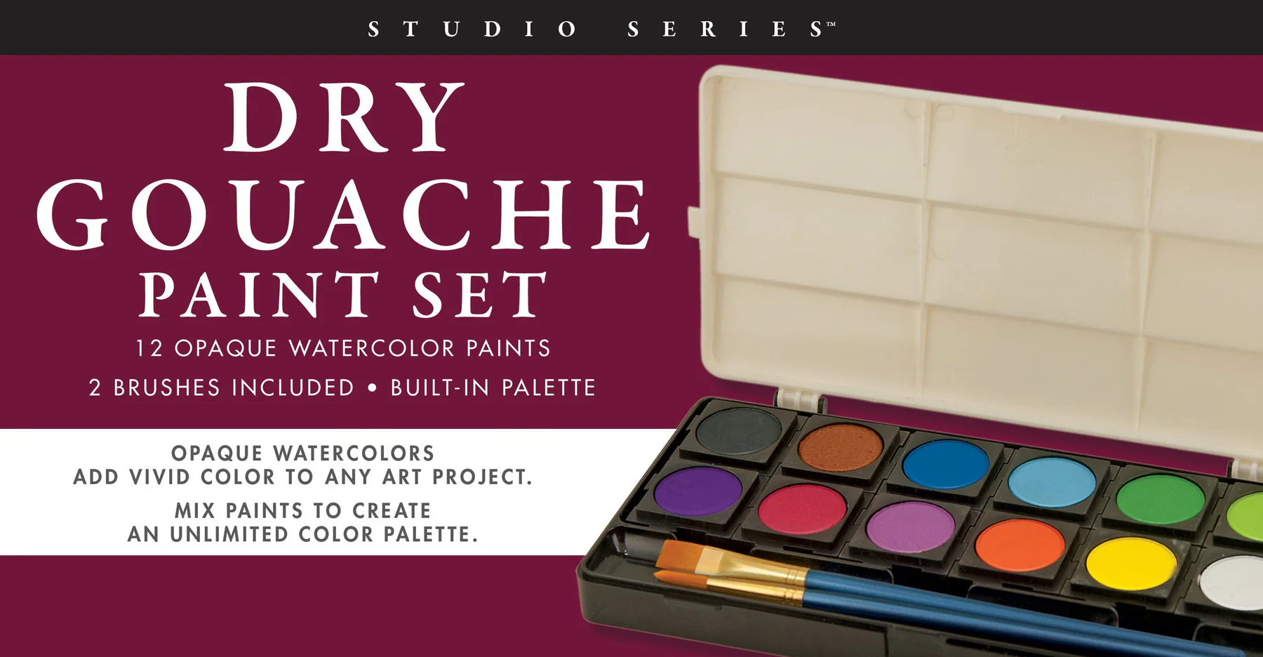 PETER PAUPER PRESS - STUDIO SERIES DRY GOUACHE PAINT SET | 12 OPAQUE WATERCOLOR PAINTS