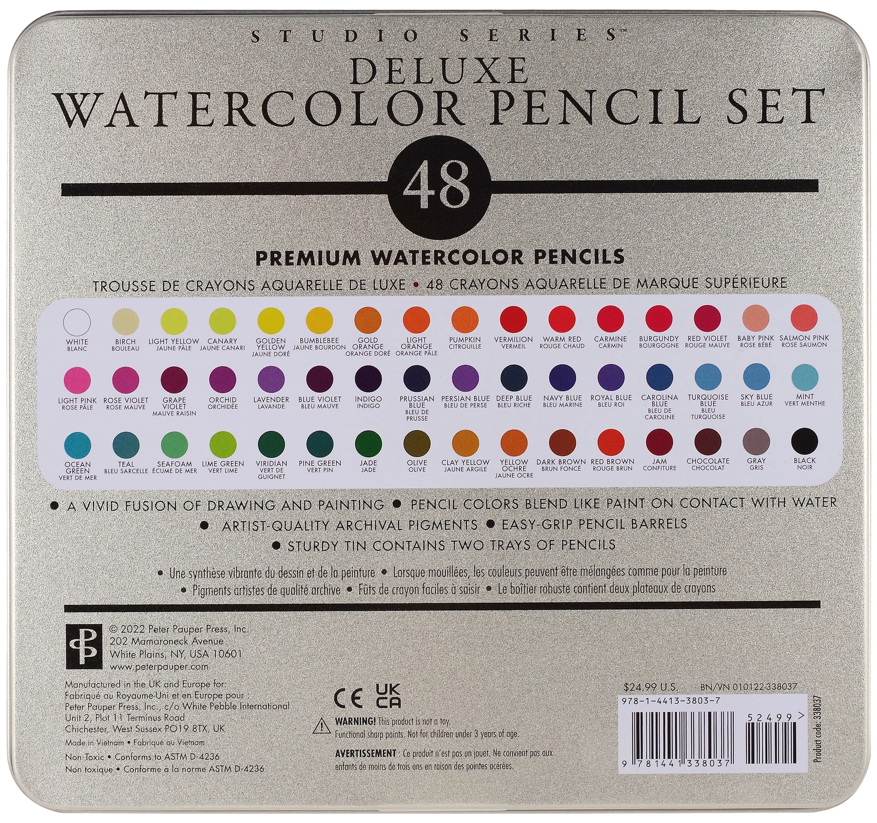 PETER PAUPER PRESS - STUDIO SERIES WATERCOLOR PENCIL SET (48)