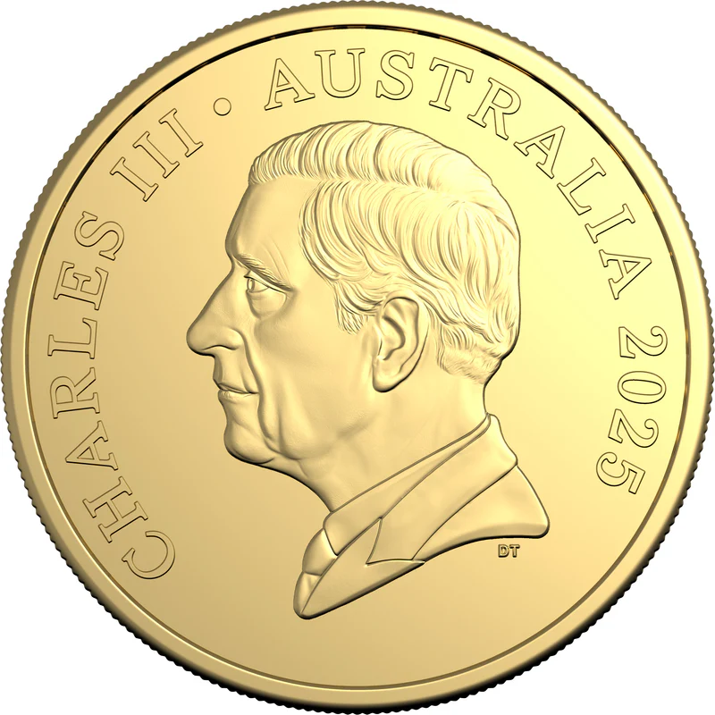 ROYAL AUSTRALIAN MINT -  2025 20 CENT GOLD PLATED COLOURED UNCIRC COIN  | DELUXE BOOK EDITION | 50TH ANNIVERSARY OF THE RAINBOW SERPENT