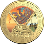 ROYAL AUSTRALIAN MINT -  2025 20 CENT GOLD PLATED COLOURED UNCIRC COIN  | DELUXE BOOK EDITION | 50TH ANNIVERSARY OF THE RAINBOW SERPENT