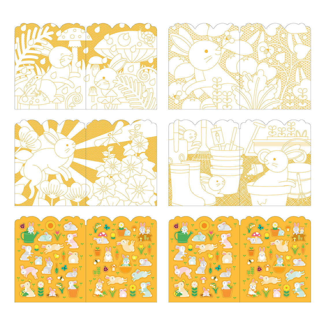 PETIT COLLAGE - COLOURING BOOK WITH STICKER | BUNNIES