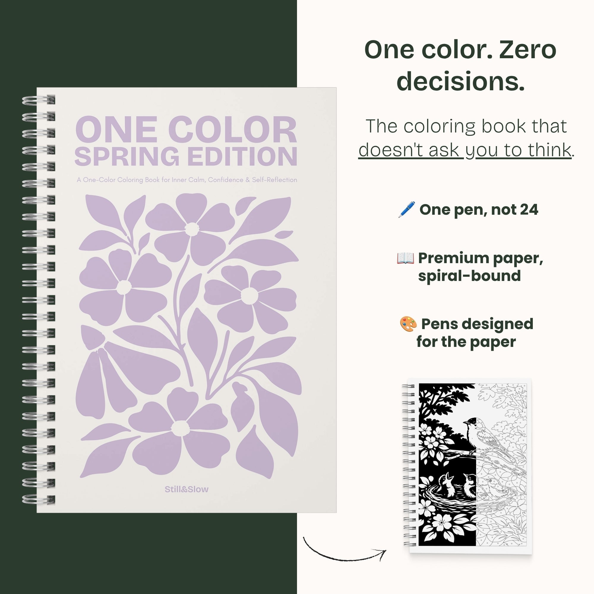 Still&Slow One Colour Colouring Book Spring Edition
