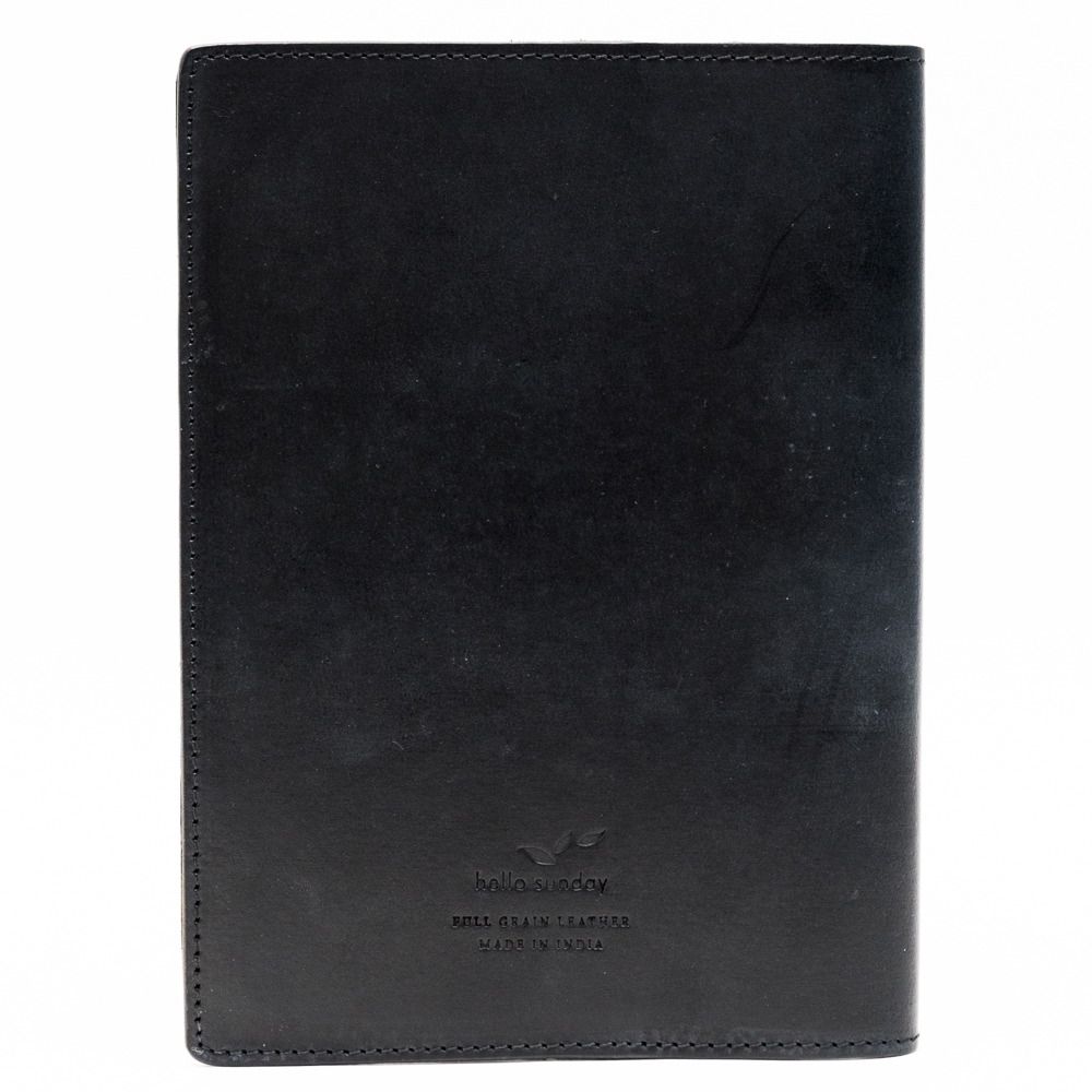 HELLO SUNDAY - A5 LEATHER NOTEBOOK COVER WITH APICA NOTE BOOK | BLACK
