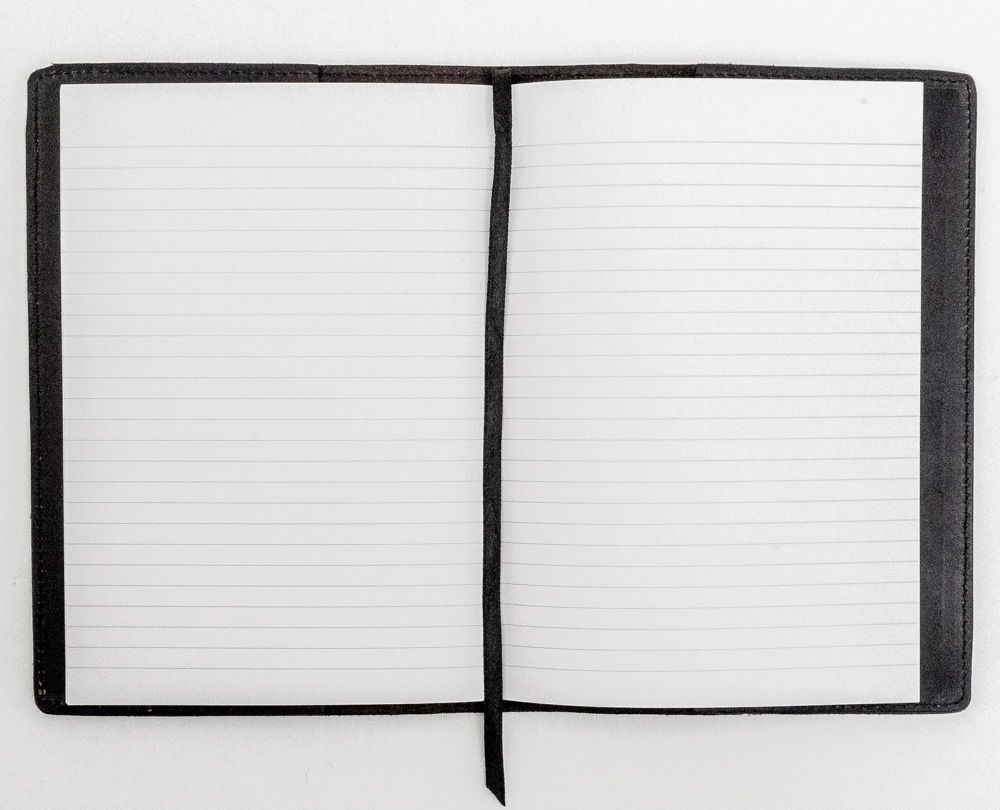 HELLO SUNDAY - A5 LEATHER NOTEBOOK COVER WITH APICA NOTE BOOK | BLACK