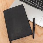 HELLO SUNDAY - A5 LEATHER NOTEBOOK COVER WITH APICA NOTE BOOK | BLACK