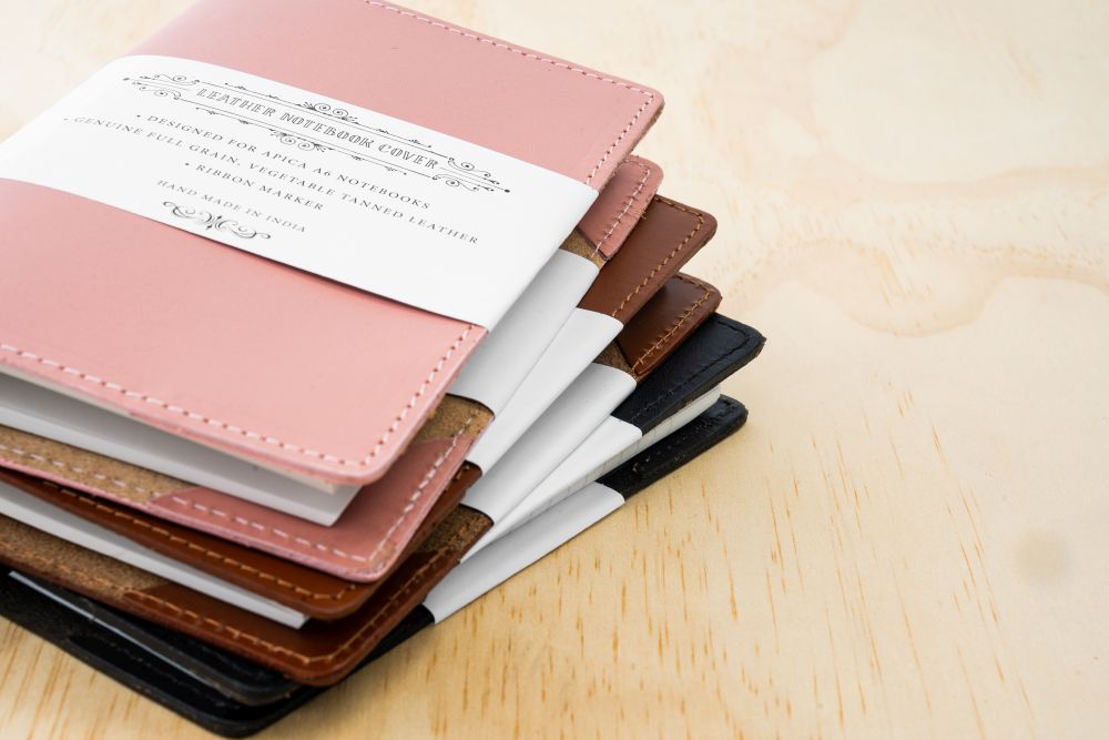 HELLO SUNDAY - A5 LEATHER NOTEBOOK COVER WITH APICA NOTE BOOK | BLACK