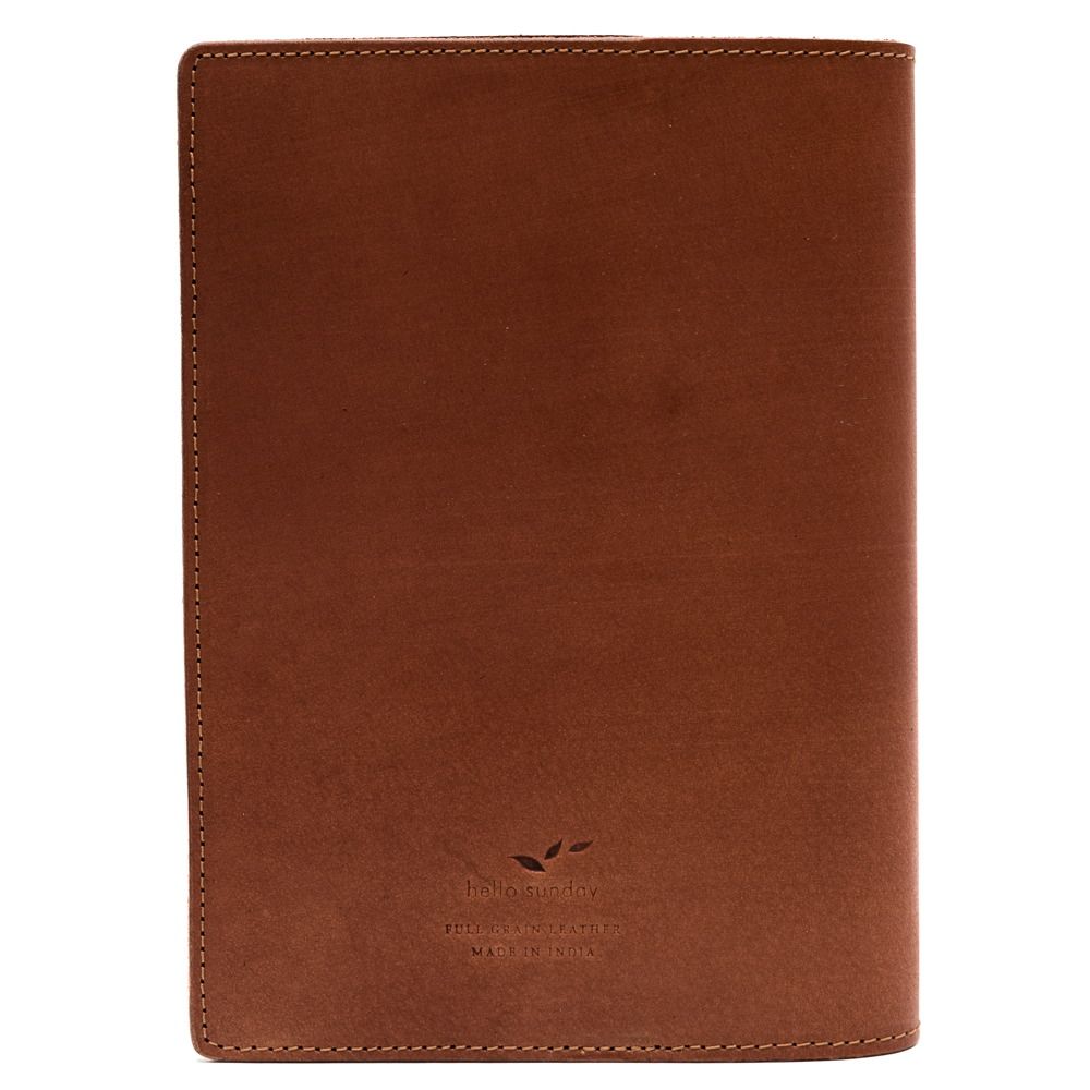 HELLO SUNDAY - A5 LEATHER NOTEBOOK COVER WITH APICA NOTE BOOK | TAN