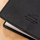 HELLO SUNDAY - A6 LEATHER NOTEBOOK COVER WITH APICA NOTE BOOK | BLACK