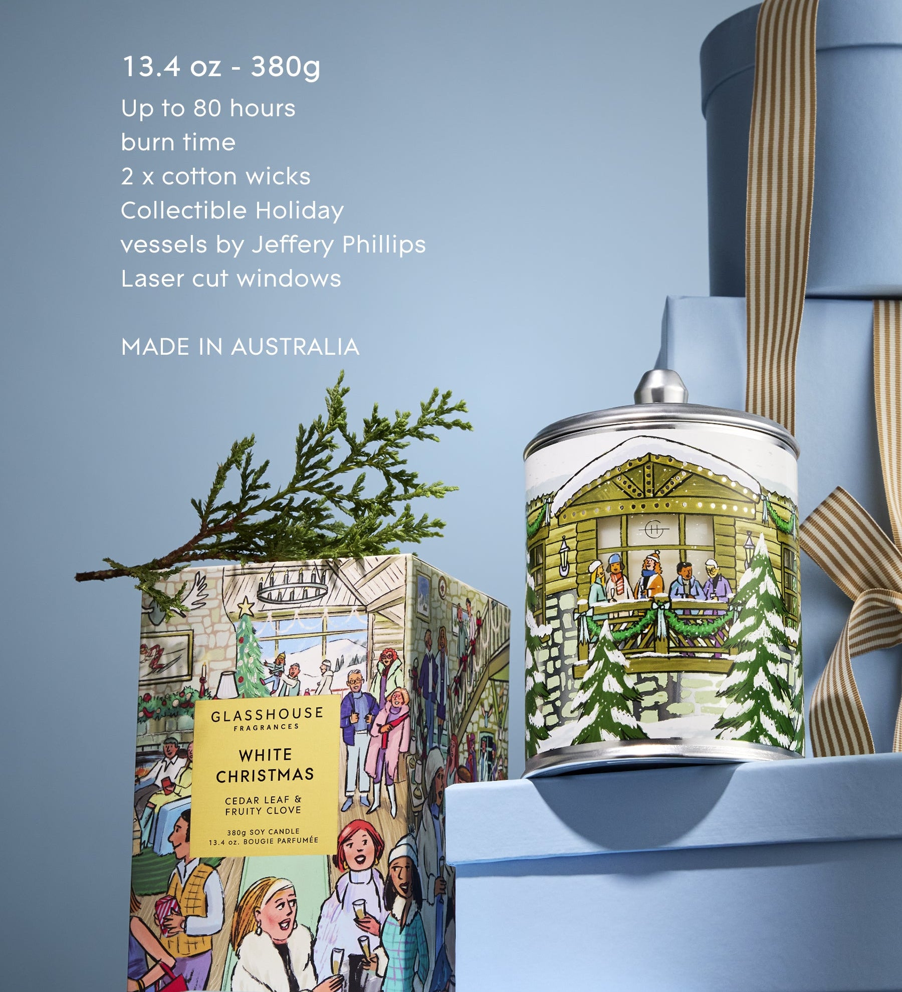 GLASSHOUSE - 380G CHRISTMAS CANDLE | WHITE CHRISTMAS