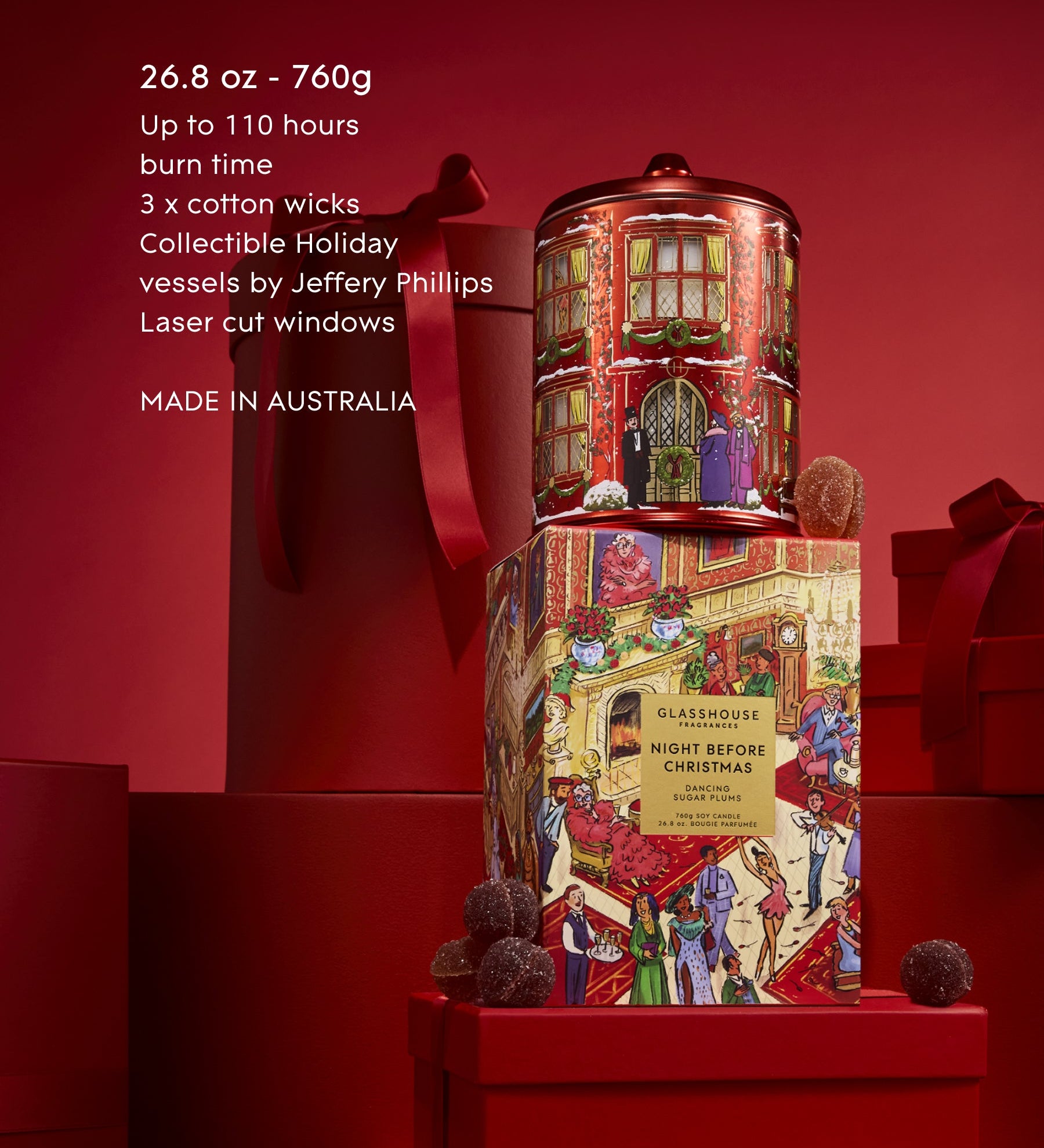 GLASSHOUSE - 760G CHRISTMAS CANDLE | NIGHT BEFORE CHRISTMAS