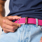 BILLYBELT Elastic Braided Belt Fuchsia Pink