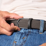 BILLYBELT Solid Elastic Braided Belt Anthracite Grey