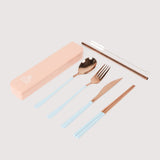 The Somewhere Co Cutlery Kit Rose Gold & Powder Blue
