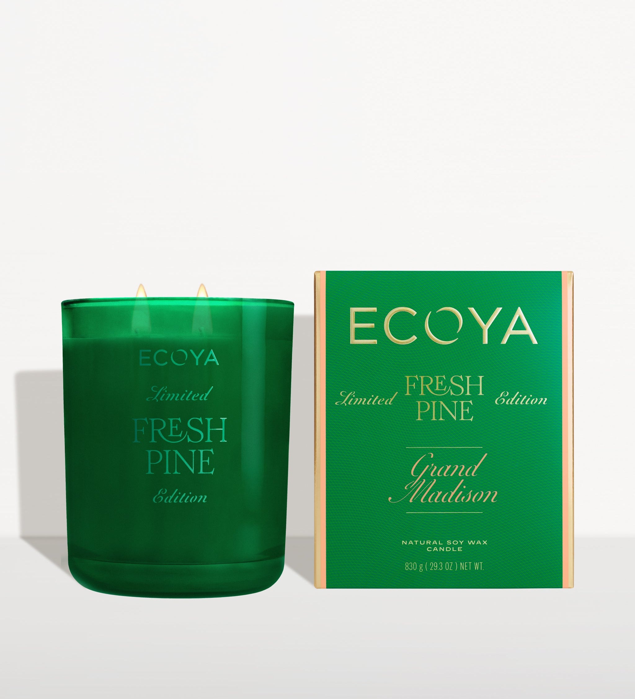 ECOYA Fresh Pine Grand Madison Candle 830g with packaging