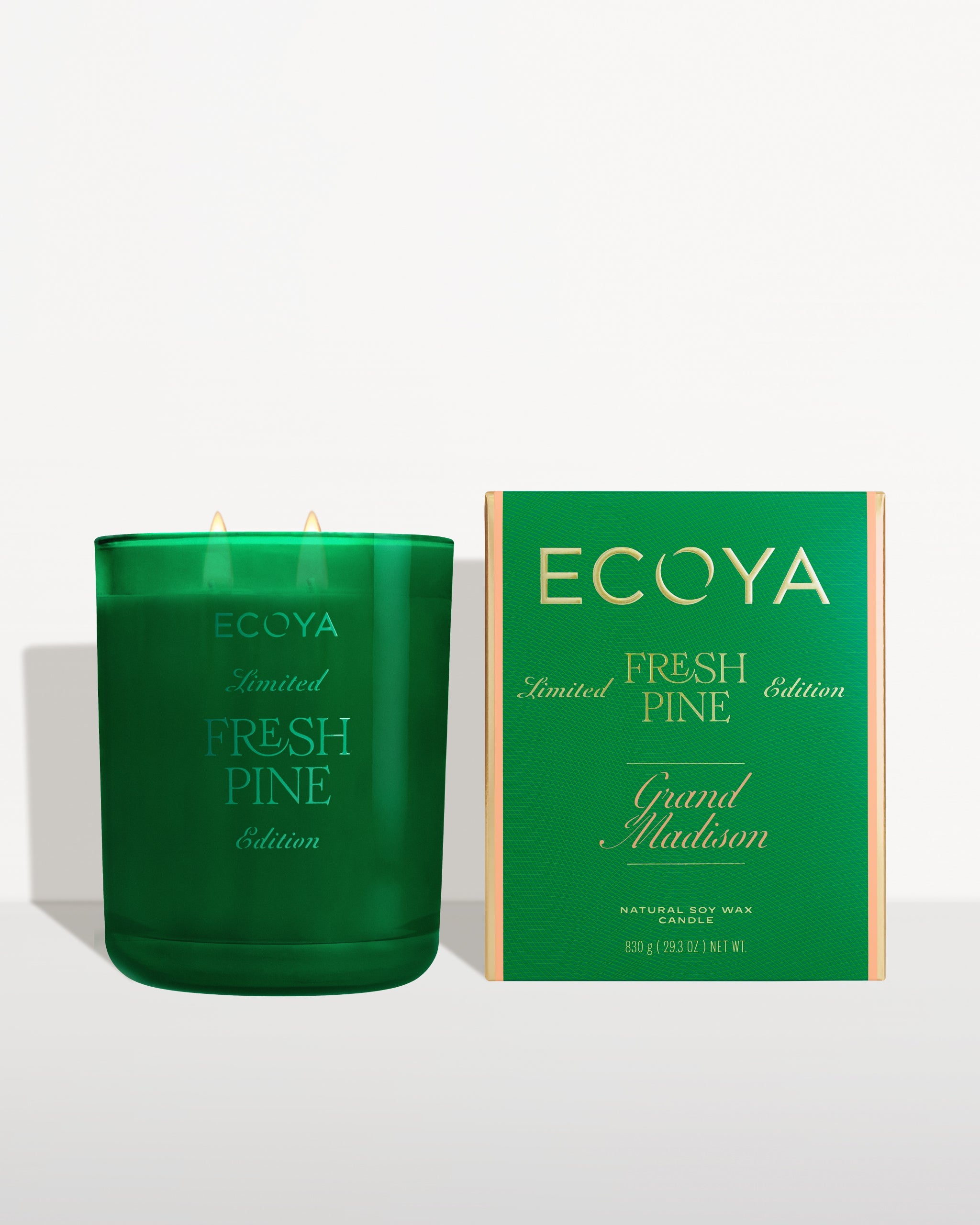 ECOYA Fresh Pine Grand Madison Candle 830g with packaging