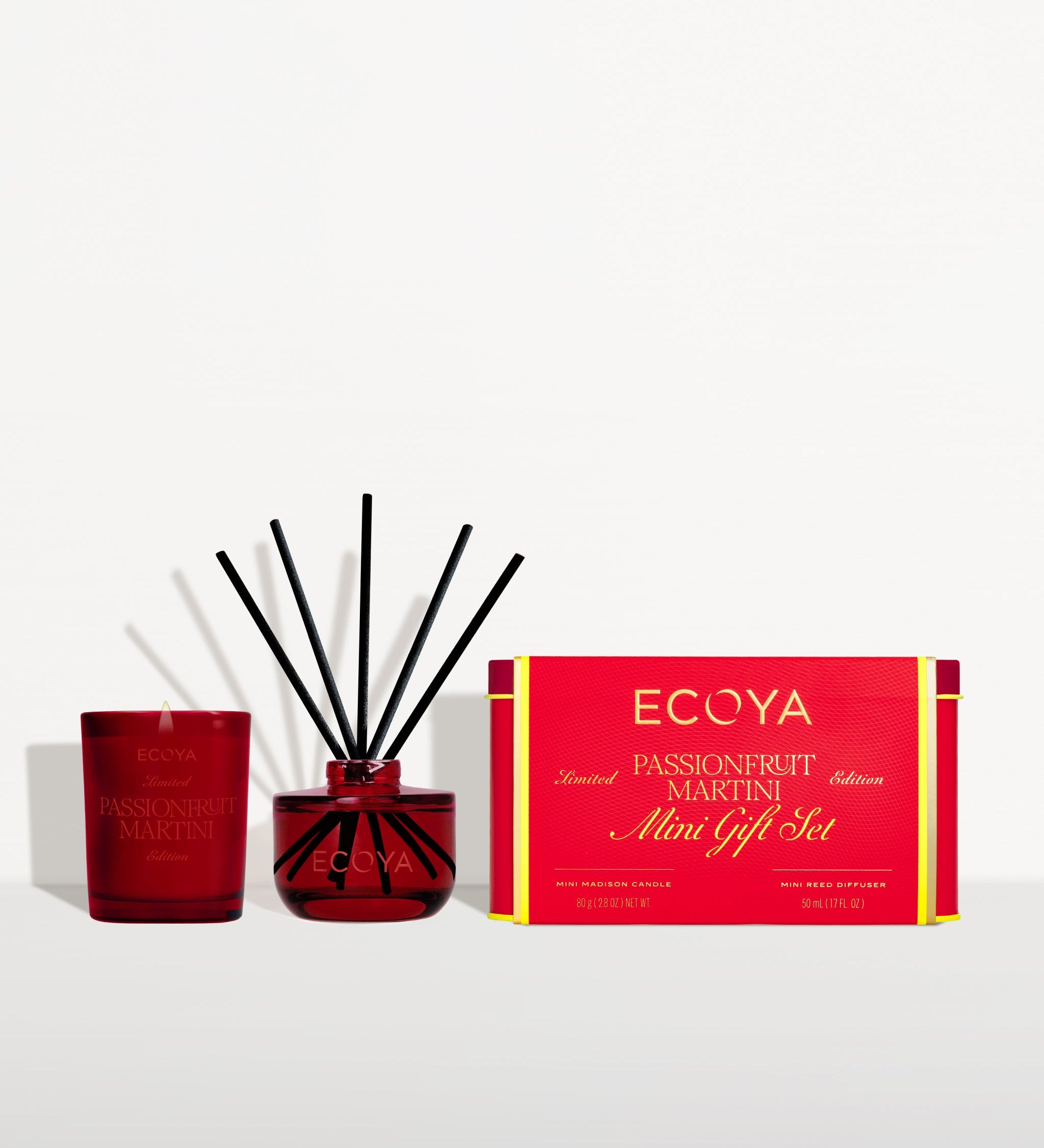 ECOYA Passionfruit Martini Mini Gift Set with festive tin packaging
