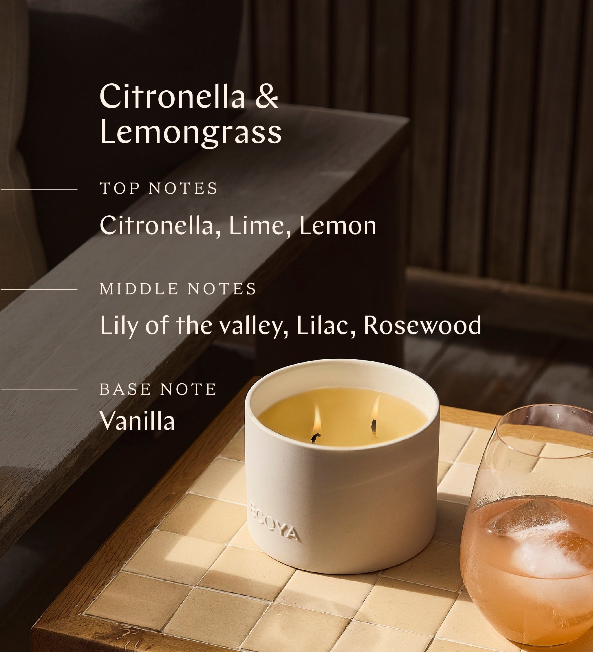 ECOYA Citronella & Lemongrass Outdoor Candle