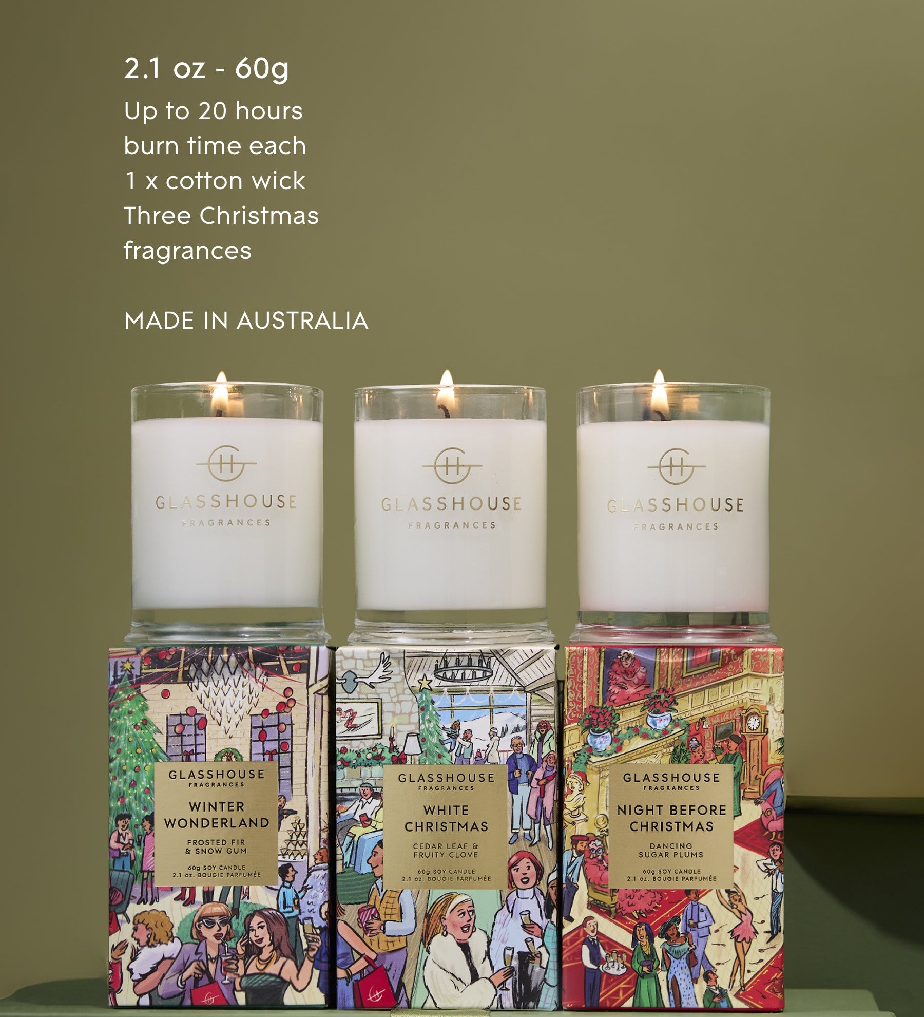 GLASSHOUSE - CHRISTMAS CANDLE TRIO | 3 X 60G