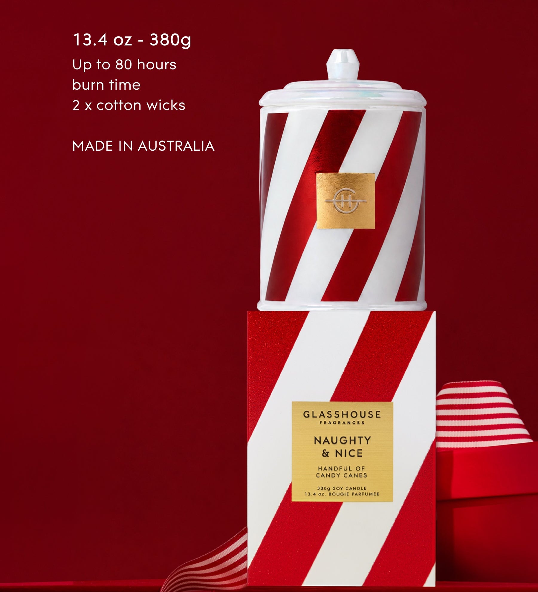 GLASSHOUSE - 380G CHRISTMAS CANDLE | NAUGHTY & NICE