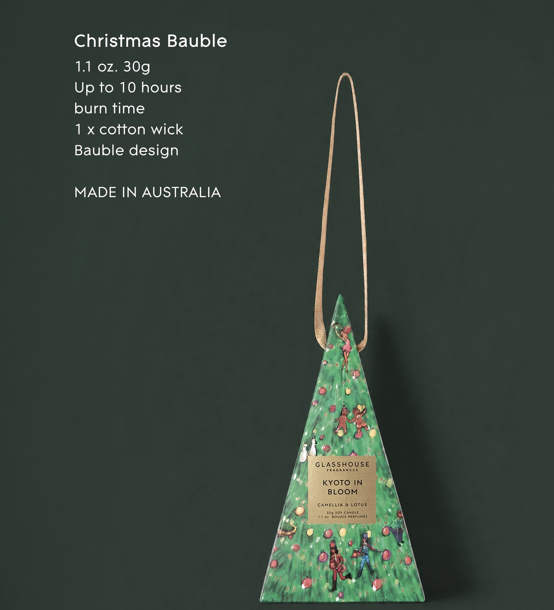 GLASSHOUSE - 30G CHRISTMAS BAUBLE CANDLE | KYOTO IN BLOOM