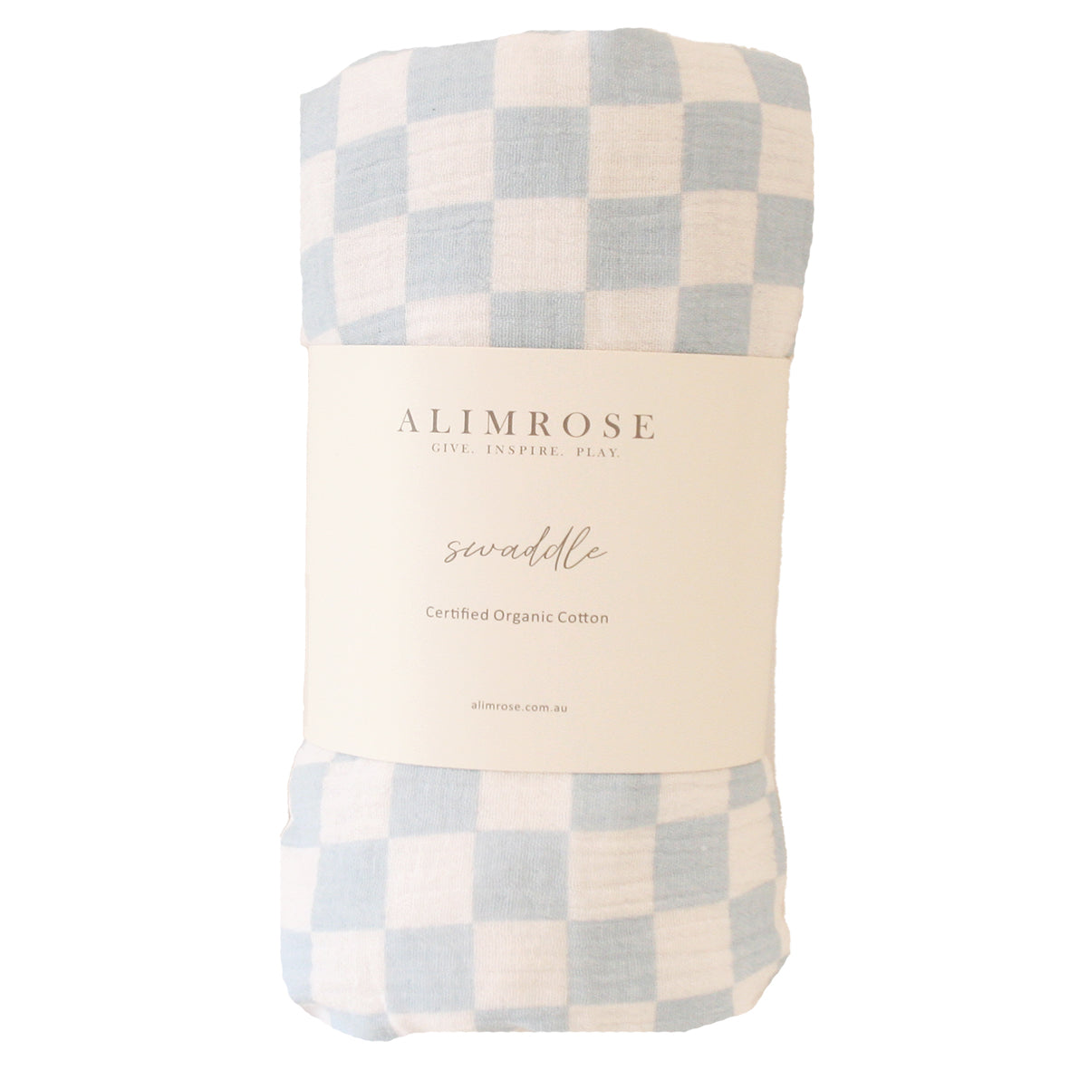 Alimrose muslin swaddle in blue check