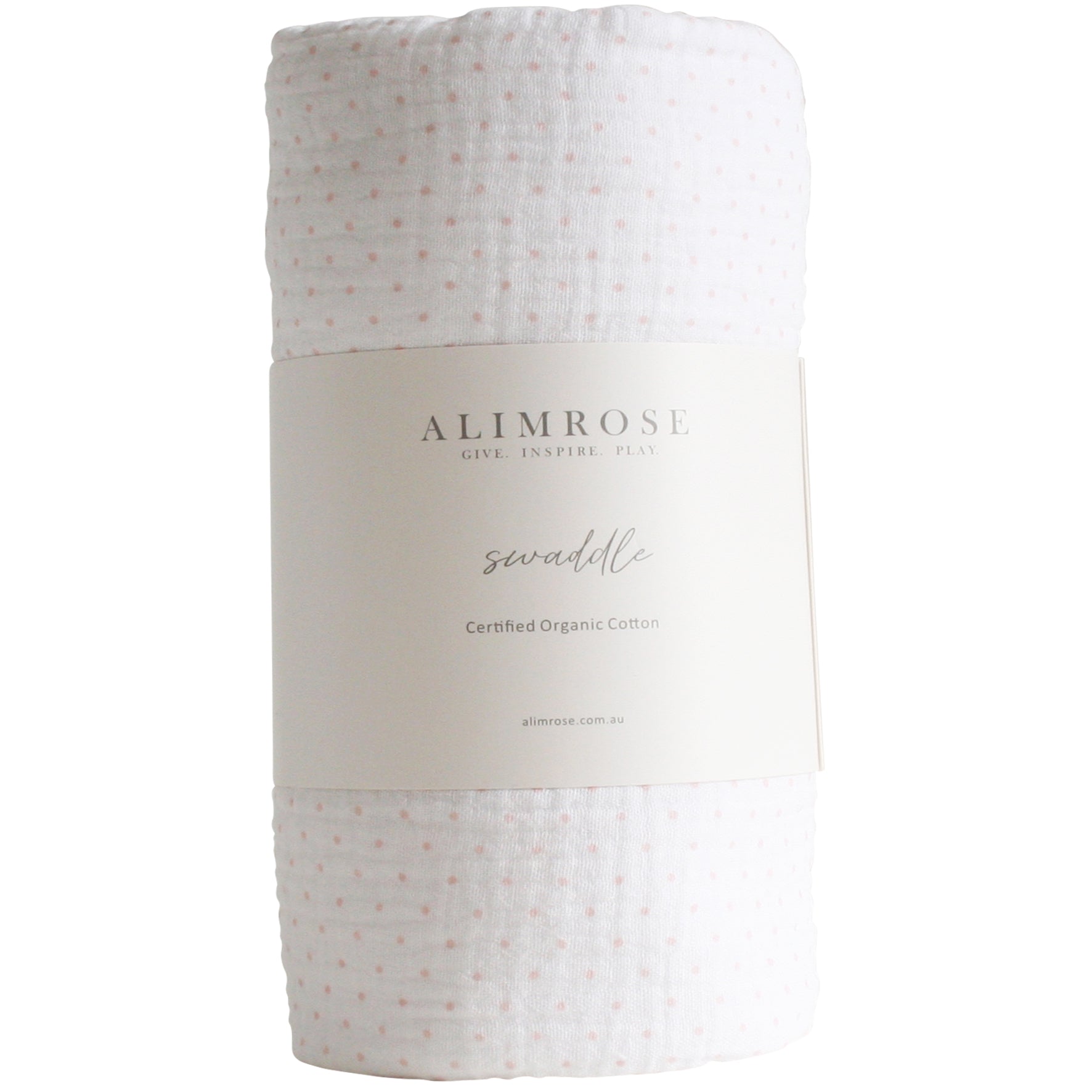 Alimrose muslin swaddle in pink spot