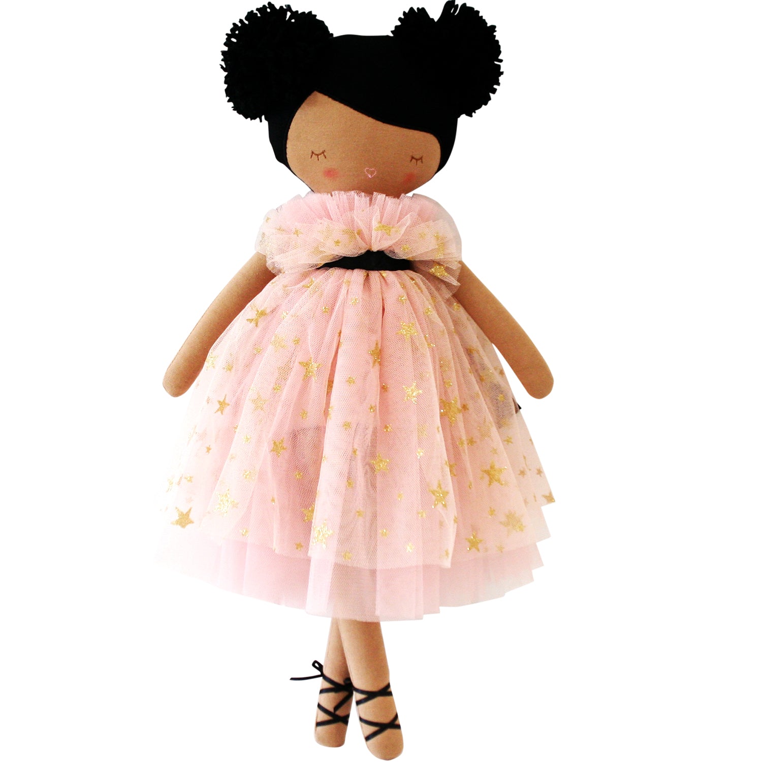 Alimrose Halle ballerina doll pink tulle dress with gold stars