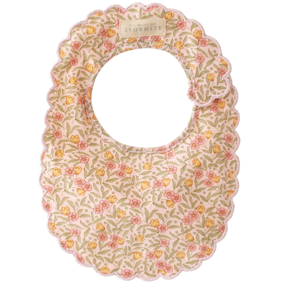 Alimrose Blossom Lily Pink scallop bib detail