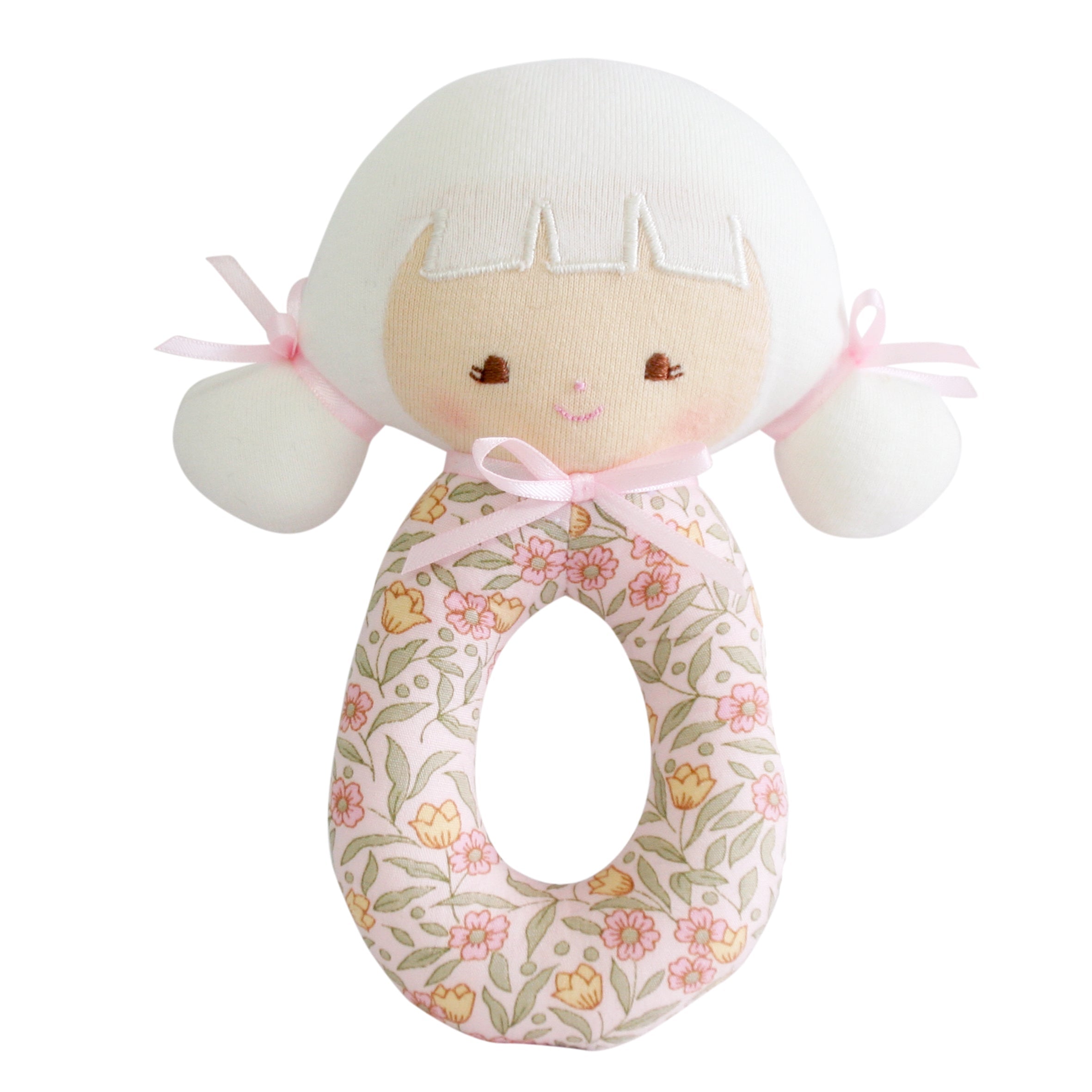 Alimrose Audrey grab rattle in Blossom Lily Pink