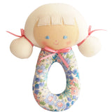 Alimrose Audrey grab rattle in Liberty Blue floral