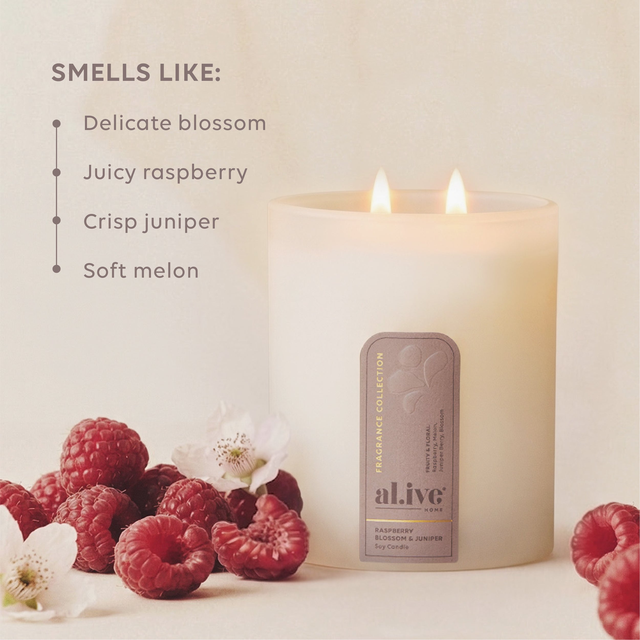 AL.IVE BODY - SOY CANDLE | RASPBERRY BLOSSOM & JUNIPER | STYLED