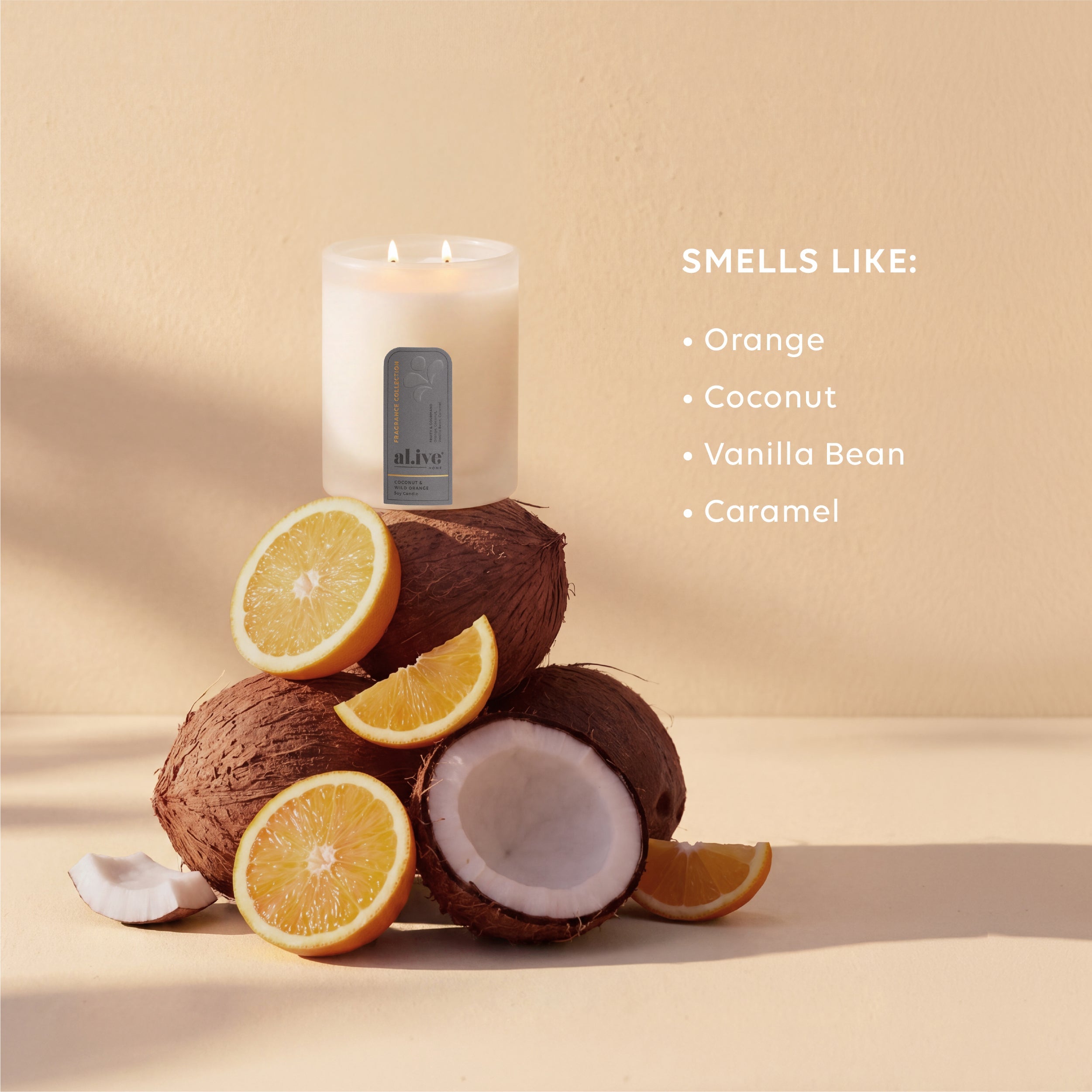 AL.IVE BODY - SOY CANDLE | COCONUT & WILD ORANGE | SCENT NOTES