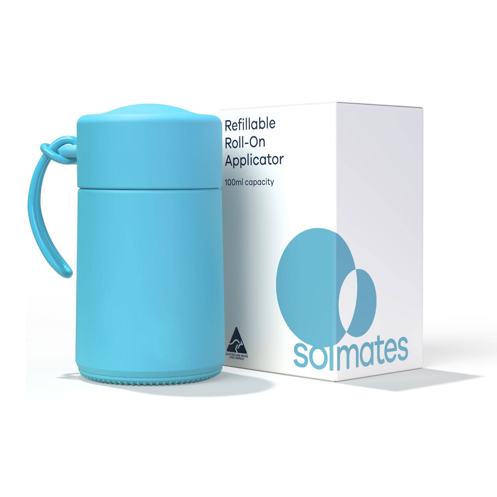 SOLMATES - REFILLABLE ROLL-ON APPLICATOR | SKY BLUE (100ML) with box
