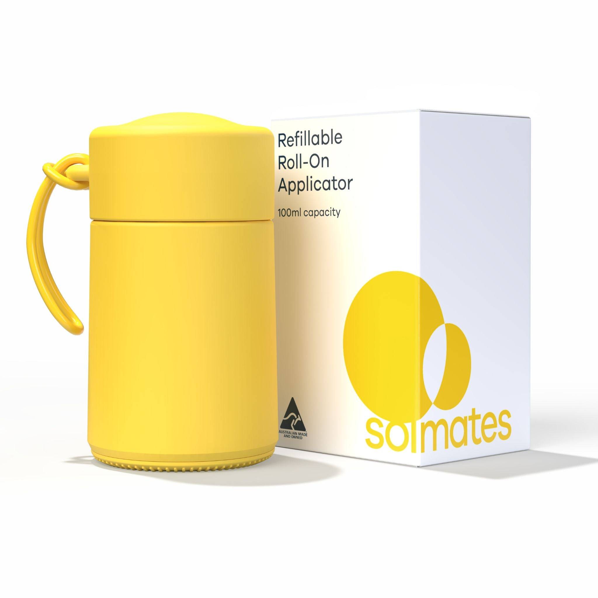 SOLMATES - REFILLABLE ROLL-ON APPLICATOR | SUNSHINE YELLOW (100ML) with box