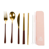 The Somewhere Co Cutlery Kit Gold and Chocolate