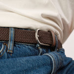 BILLYBELT Elastic Braided Belt Leaf Brown