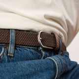 BILLYBELT Elastic Braided Belt Leaf Brown