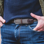 BILLYBELT Elastic Braided Belt Taupe Beige