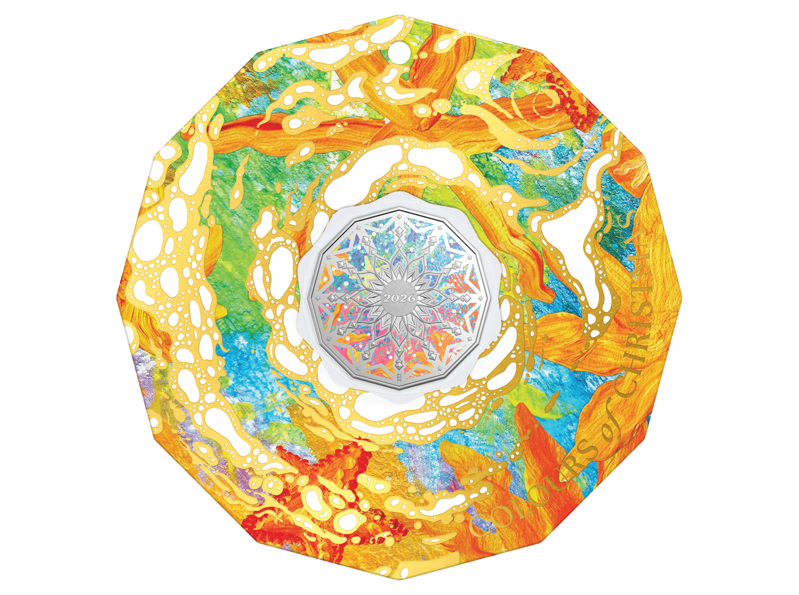 Royal Australian Mint 2026 50c Coloured Uncirculated Coin in Card, Colours of Christmas