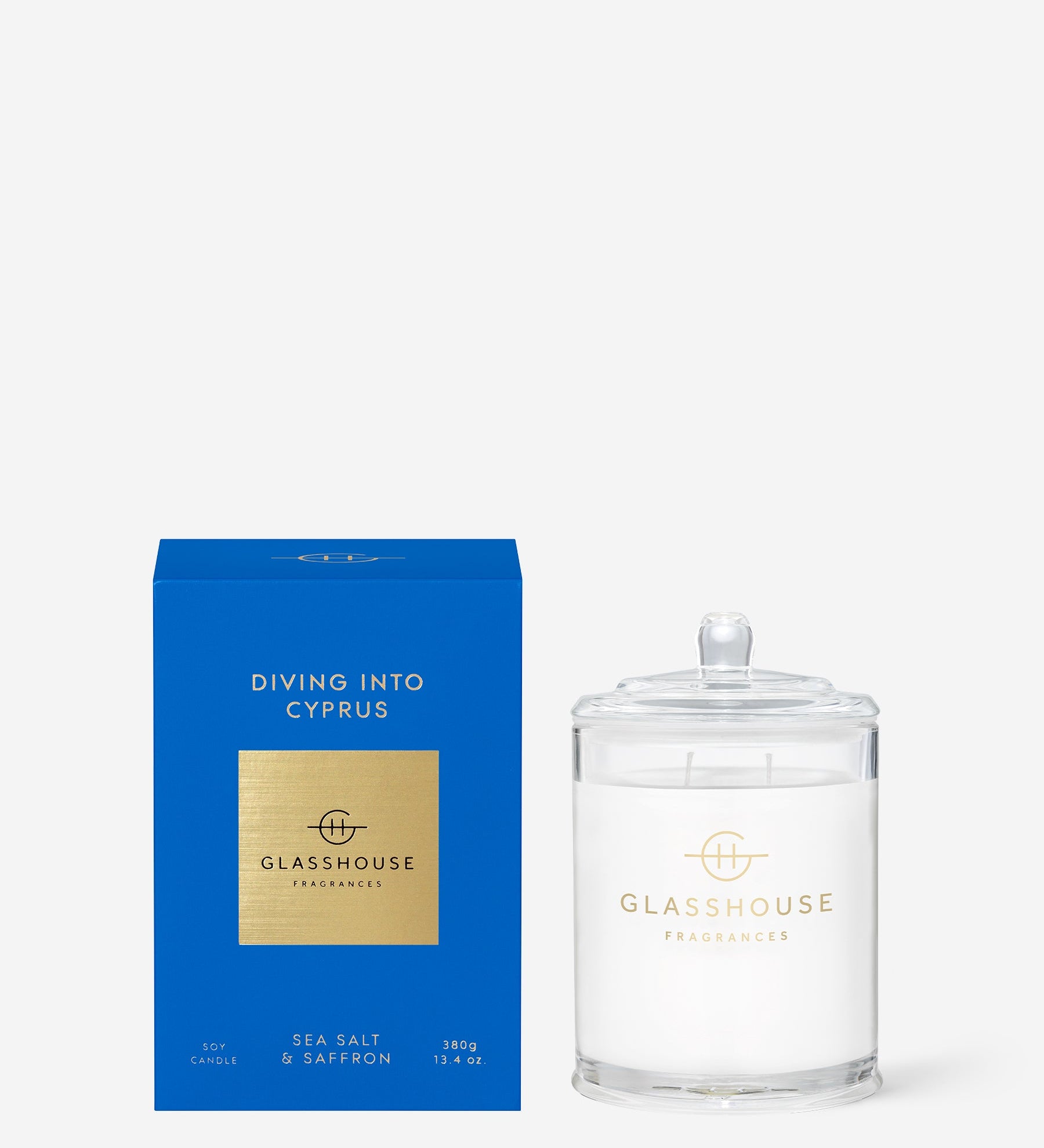 Glasshouse Fragrances 380g Scented Candle Diving Into Cyprus