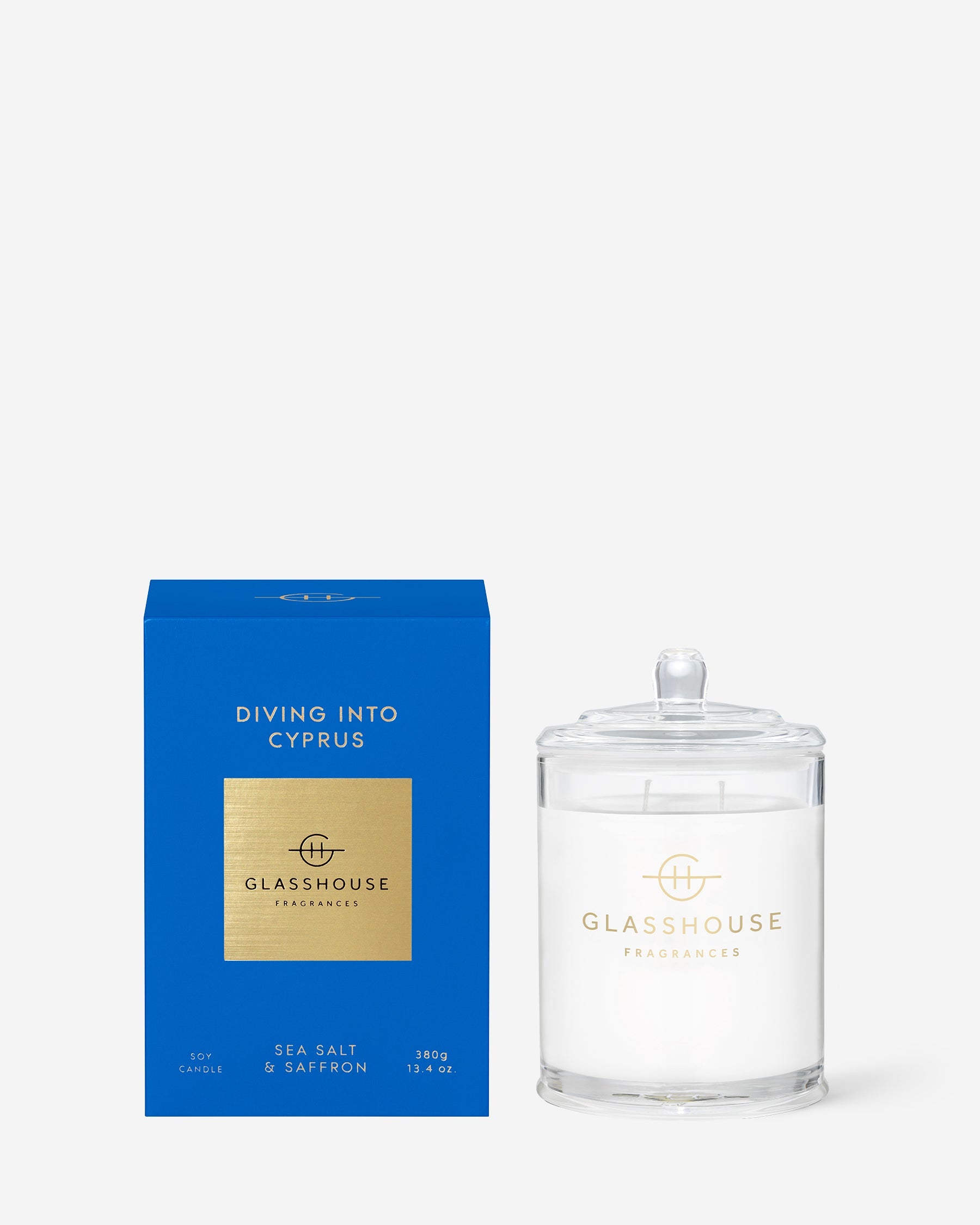 Glasshouse Fragrances 380g Scented Candle Diving Into Cyprus