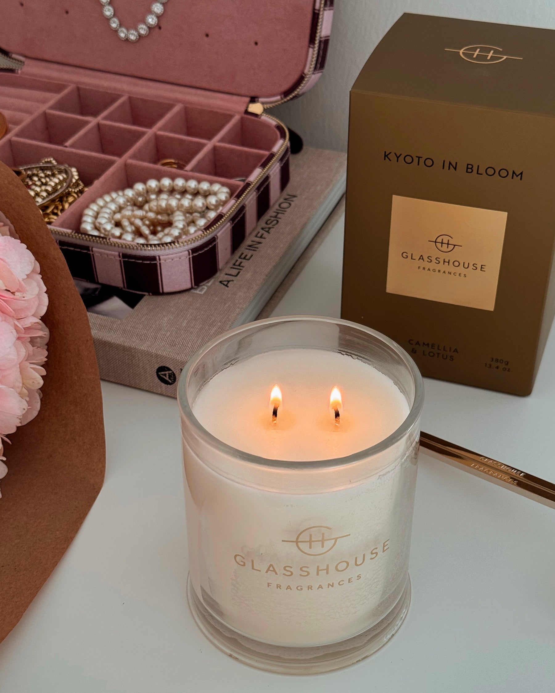 Glasshouse Fragrances 380g Scented Candle Kyoto in Bloom