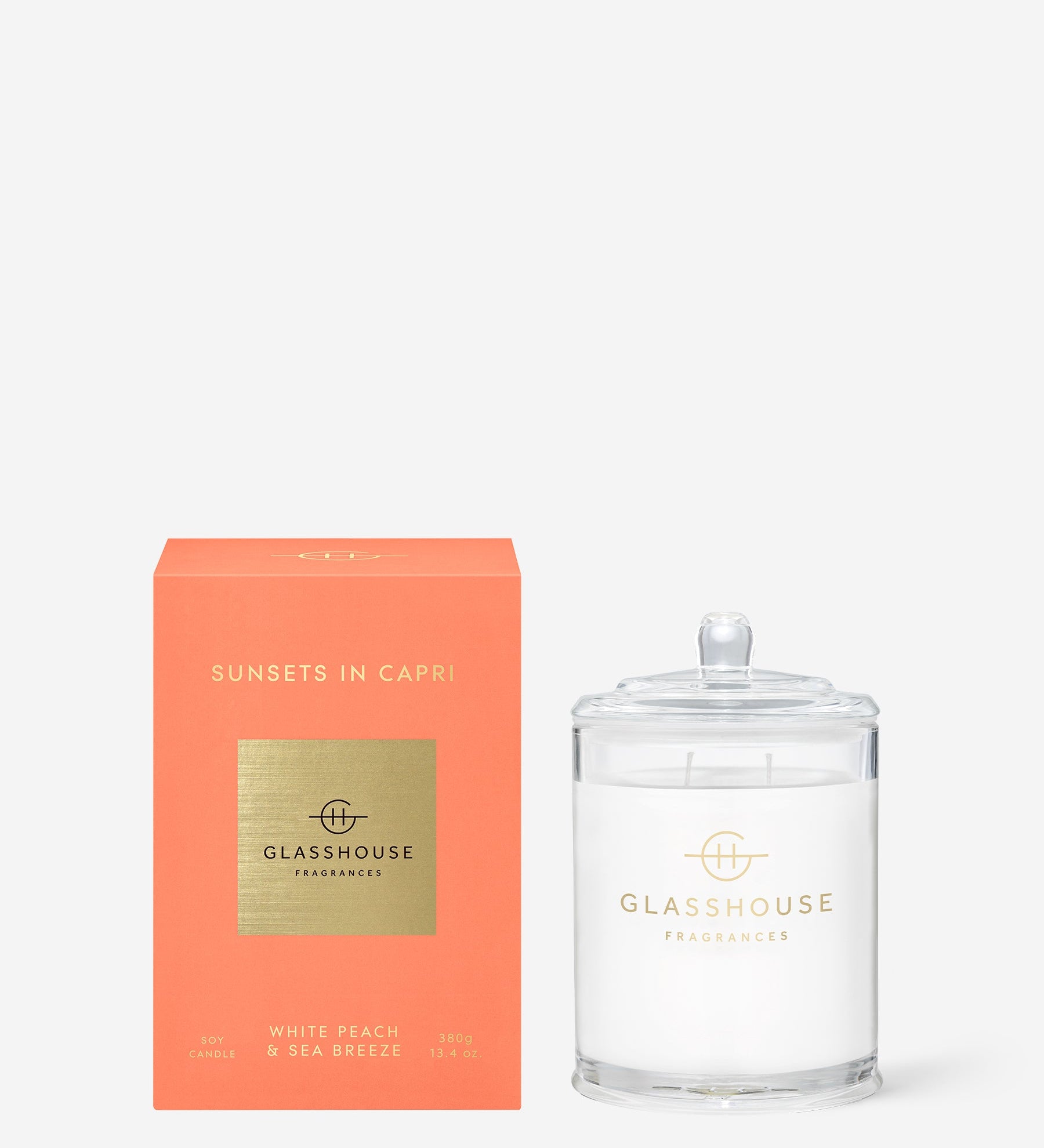 Glasshouse Fragrances 380g Scented Candle Sunsets in Capri