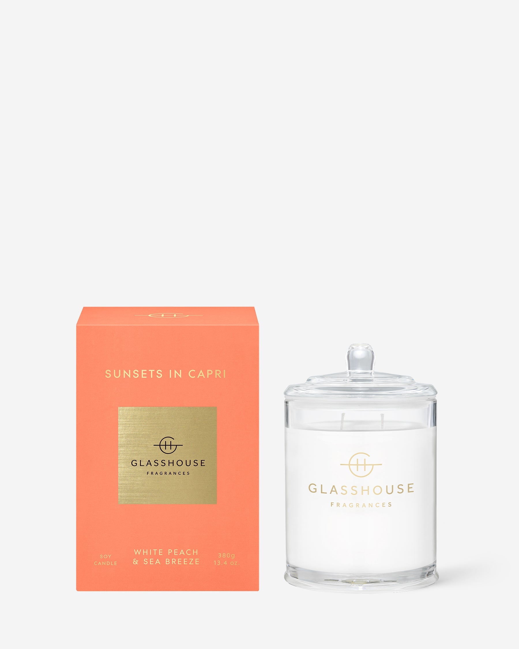 Glasshouse Fragrances 380g Scented Candle Sunsets in Capri