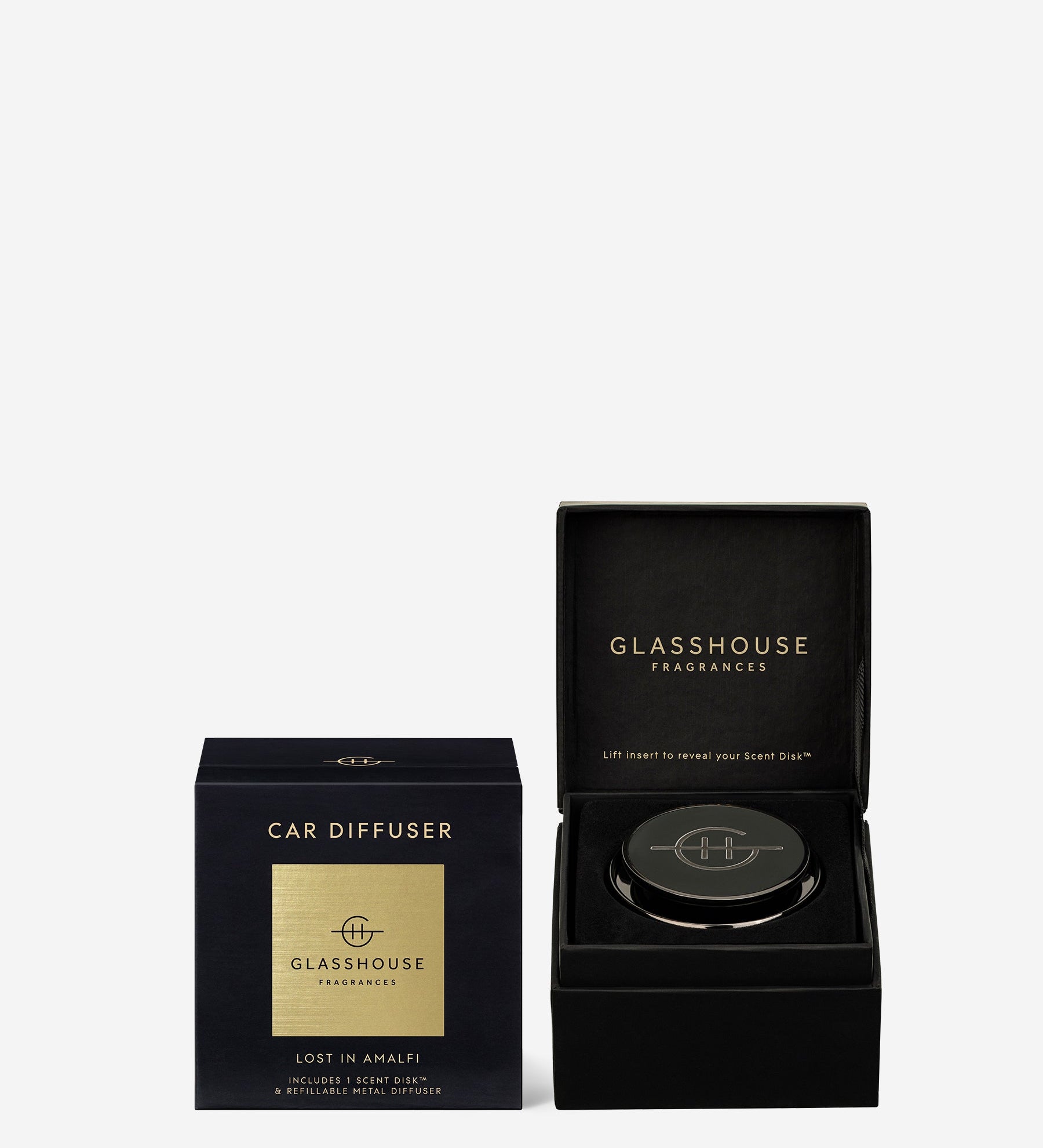Glasshouse Fragrances Car Diffuser Black Lost in Amalfi